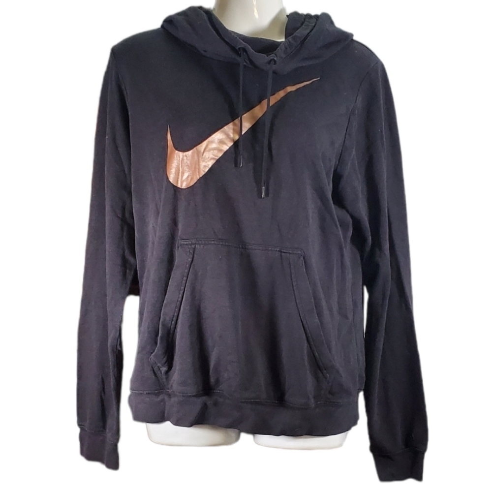 NIKE black swoosh logo cowl hoody L